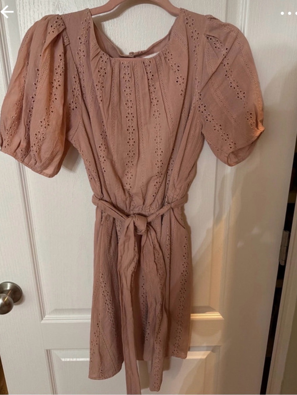 Sugarlips Dusty Rose Eyelet Tie-Waist Mini Dress